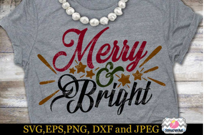 SVG, Dxf, Eps &amp; Png Merry and Bright Cricut &amp; Silhouette Cameo Cutting