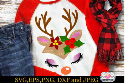 SVG, Dxf, Eps &amp; Png Cutting Files Reindeer Head Christmas