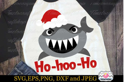 SVG, Dxf, Eps &amp; Png Cutting Files Santa Shark Ho-Hoo-Ho f