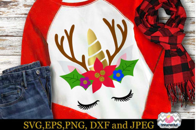 SVG, Dxf, Eps &amp; Png Cutting Files Christmas Reindeer Antlers Unicorn