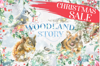 Christmas Watercolor Woodland Story