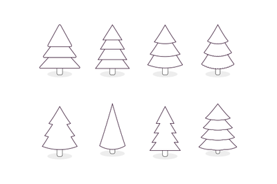 Christmas line tree collection for holiday design