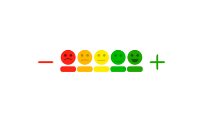 Plus and minus indicator with colored smileys