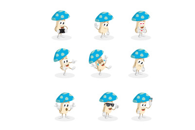 Mushroom blue mascot logo