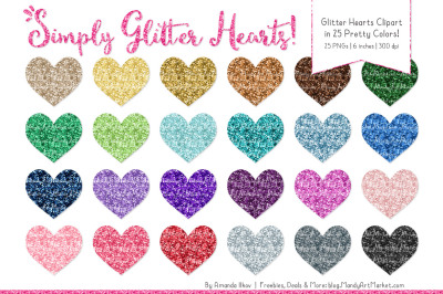 Glitter Rainbow Hearts Clipart