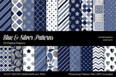 Blue &amp; Silver Digital Papers