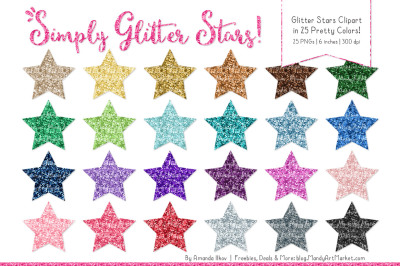 Rainbow Glitter Stars Clipart