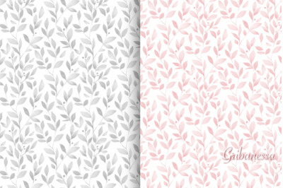 Delicate leaves. Seamless patterns