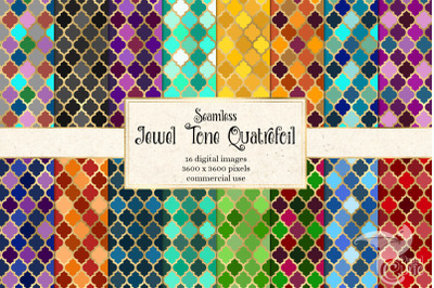 Jewel Tone Quatrefoil digital Paper