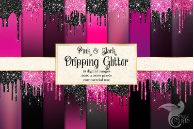 Pink and Black Dripping Glitter Backgrounds