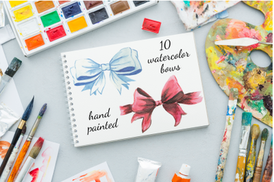 10 Watercolor Bows Illustrations