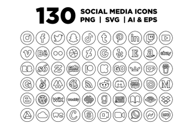 Circle Minimalist Outline Social Media Icons