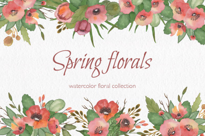Spring florals. Watercolor floral collection.