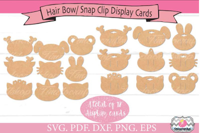 Animal Ears Hair Bow Snap Clip Display Card Bundle, SVG, PNG, DXF, PDF