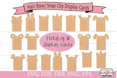 Animal Ears Hair Bow Rectangle Snap Clip Display Card Bundle, SVG, PNG