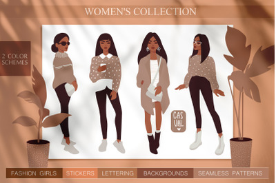 Women, girls fashion illustration
