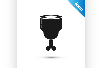 Black Chicken leg icon isolated on white background. Chicken drumstick