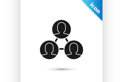 Black Project team base icon isolated on white background. Business an