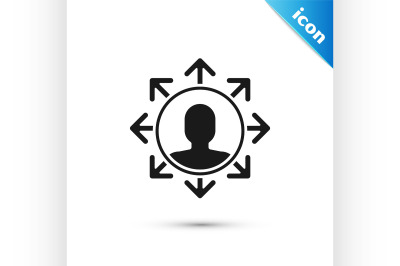 Black Project team base icon isolated on white background. Business an