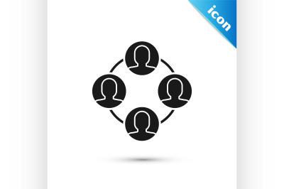 Black Project team base icon isolated on white background. Business an