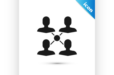 Black Project team base icon isolated on white background. Business an
