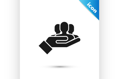 Black Project team base icon isolated on white background. Business an