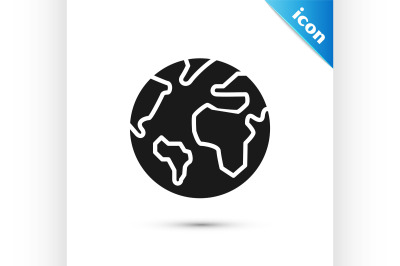 Black Earth globe icon isolated on white background. World or Earth si