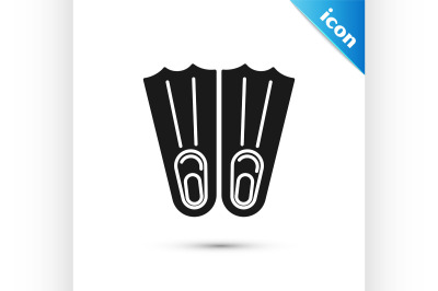 Black Rubber flippers for swimming icon isolated on white background.