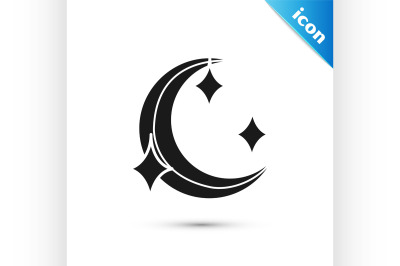 Black Moon and stars icon isolated on white background.  Vector Illust