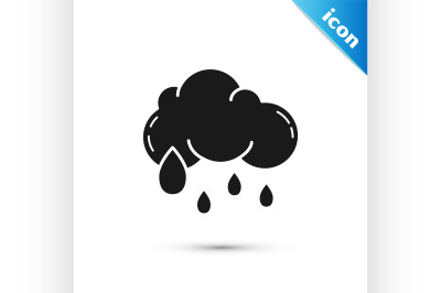 Black Cloud with rain icon isolated on white background. Rain cloud pr