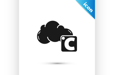 Black Celsius and cloud icon isolated on white background.  Vector Ill