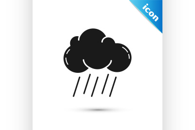 Black Cloud with rain icon isolated on white background. Rain cloud pr