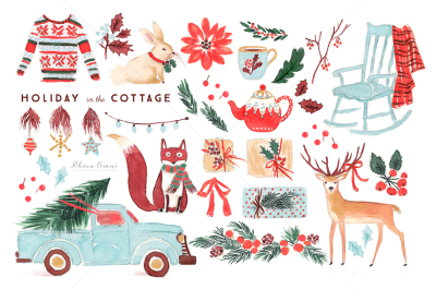 Holiday Watercolor Illustration Kit