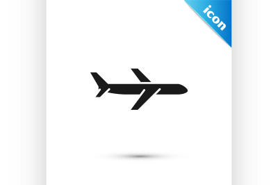 Black Plane icon isolated on white background. Flying airplane icon. A