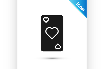 Black Playing card with heart symbol icon isolated on white background