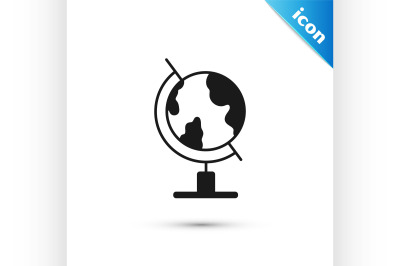 Black Earth globe icon isolated on white background.  Vector Illustrat