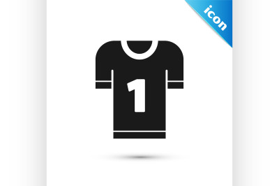 Black American football jersey icon isolated on white background. Foot