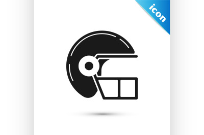 Black American football helmet icon isolated on white background. Vect