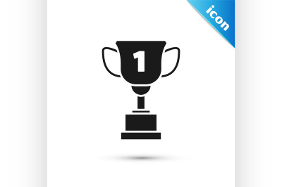 Black Award cup icon isolated on white background. Winner trophy symbo