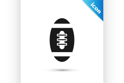 Black American Football ball icon isolated on white background. Rugby