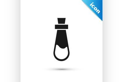 Black Bottle with potion icon isolated on white background. Flask with
