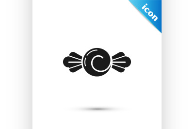 Black Candy icon isolated on white background. Happy Halloween party.