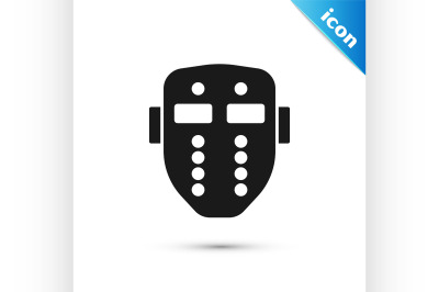 Black Hockey mask icon isolated on white background. Happy Halloween p