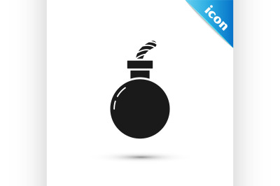 Black Bomb ready to explode icon isolated on white background. Happy H