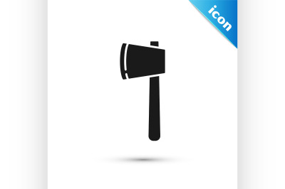 Black Wooden axe icon isolated on white background. Lumberjack axe. Ha