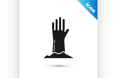 Black Zombie hand icon isolated on white background. Arm monster dead.