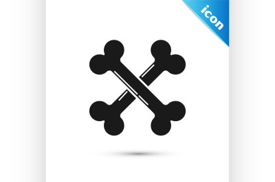 Black Crossed bones icon isolated on white background. Pets food symbo