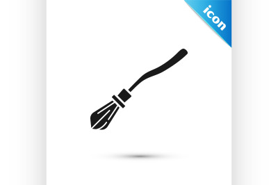 Black Witches broom icon isolated on white background. Happy Halloween
