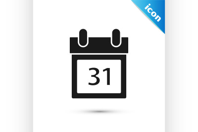 Black Calendar with Halloween date 31 october icon isolated on white b