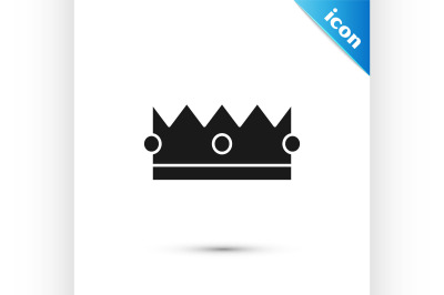 Black Crown icon isolated on white background.  Vector Illustration